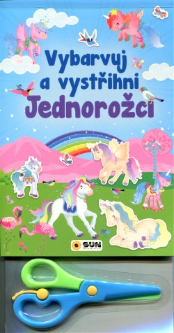 Jednorožci - Vybarvuj a vystřihni (modré)