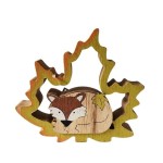 Figurka liška v listu /  ježek dřevo