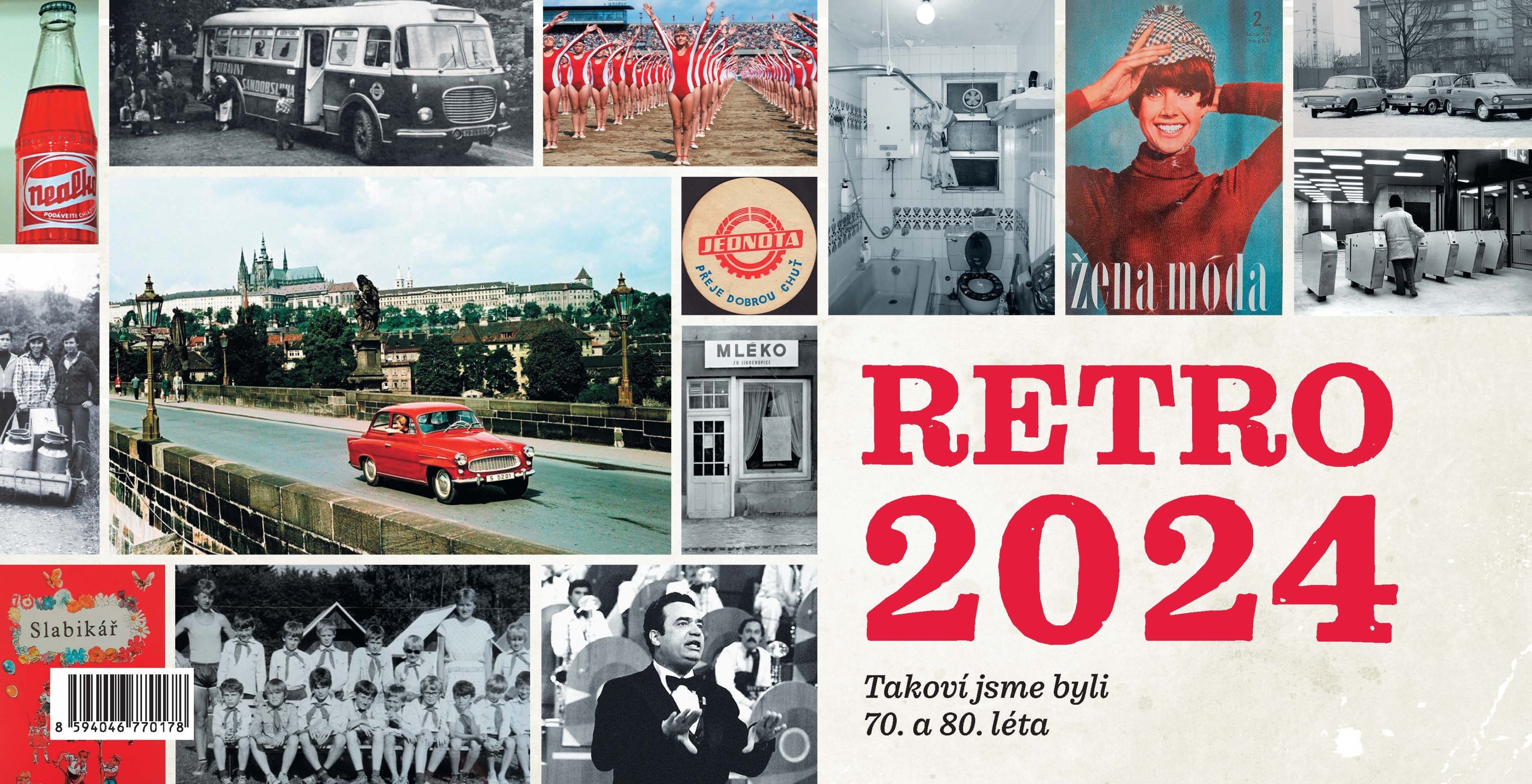 Retro 2024 stolní kalendář Levneknihy.cz